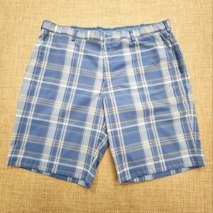 Nike Shorts Mens 40x10 Blue Windowpane Plaid Dry Fit Performance Golf Chinos‎